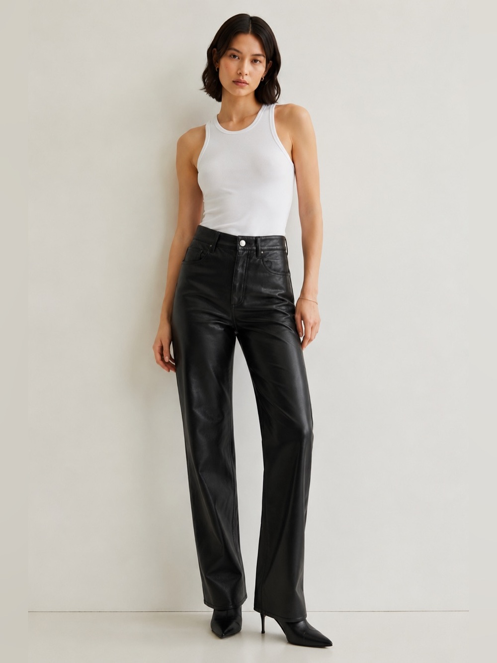 Aritzia Wilfred The Melina Pant Black Vegan Leather High Rise Size 8